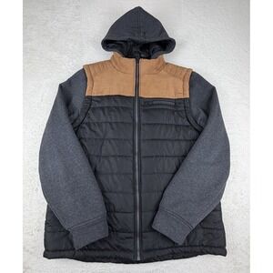 Distortion Comfort & Style Quilted Puffer Knit Sleeves Hoodie Full Zip Jacket L